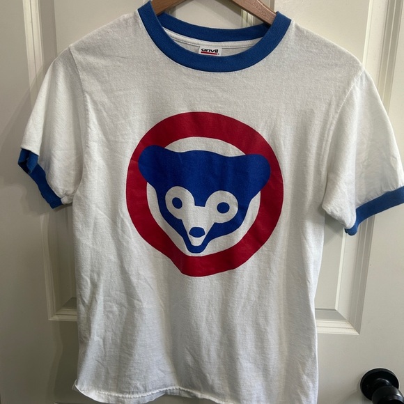 EUC Vintage Chicago Cubs ringer tee size S. Quality cotton Anvil tee. Baseball - Picture 1 of 6
